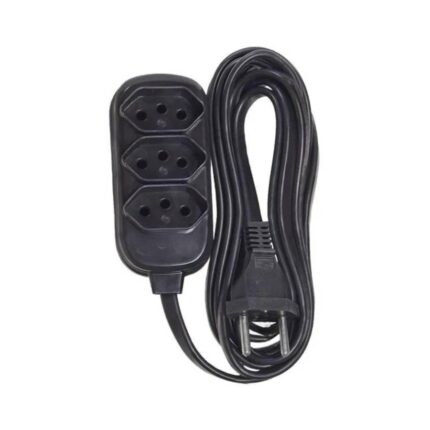 Extensão Tripla com 3 Metros Cinza de Fio Paralelo-PLUG