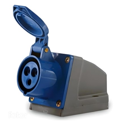 Tomada Industrial Fixa 2P+T 32A 220V Azul 6H 3206 IP44 (Rural)