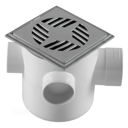 Caixa Sifonada Quadrada 100x50 com Grelha Cromada 10x12Cm-ASTRA