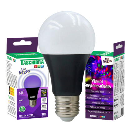 Lampada Led Bulbo 07w Luz Negra-TASCHIBRA