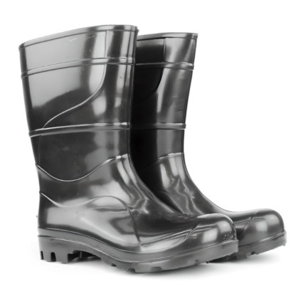Bota Borracha Cano Médio Preta S/Forro Nº44