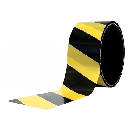 Fita Zebrada para Sinalização Preta e Amarela 7Cm 100M-PLASTCOR