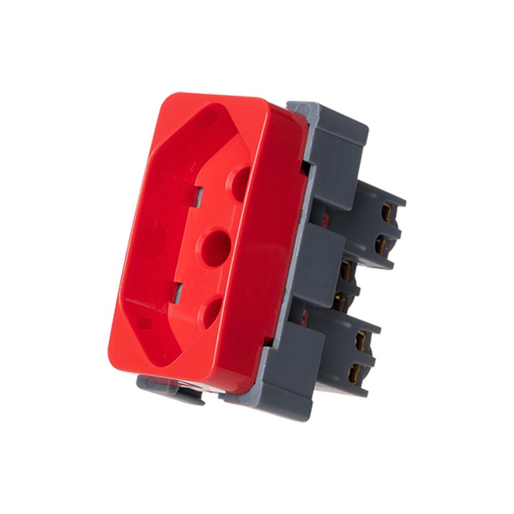 Tomada Padrão Brasileiro 2P+T 20A-250V Vermelho B3-MARGIRIUS