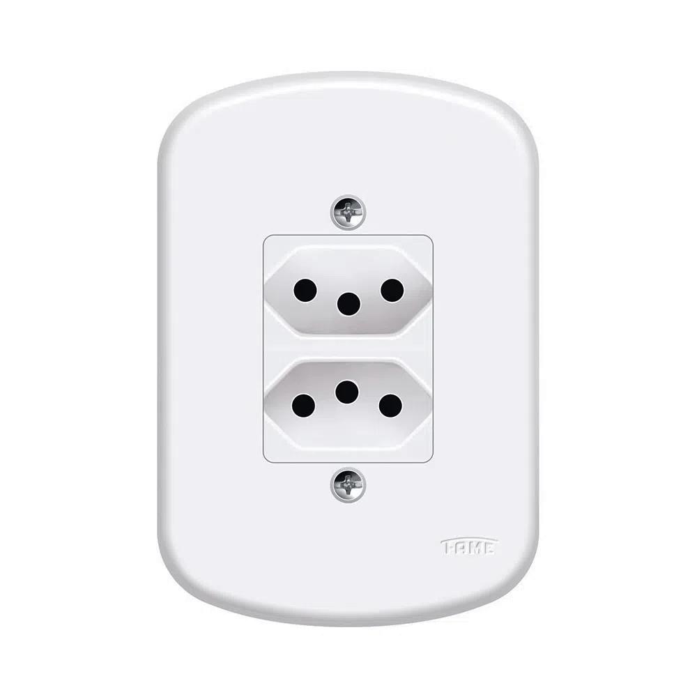 Tomada Dupla Distanciada 2P+T 10A Blanc-FAME