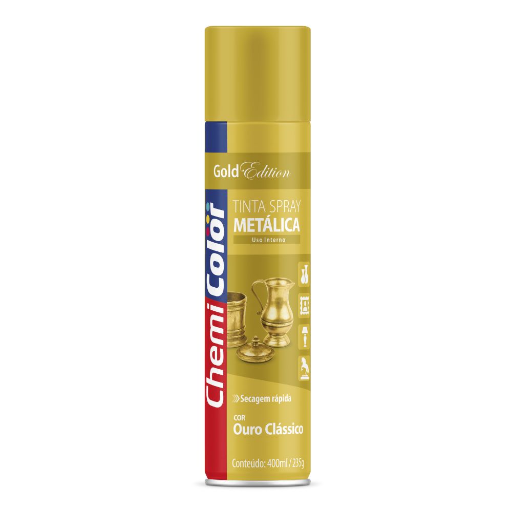 Tinta Spray Metálica Ouro Clássico 400ml/235g-CHEMICOLOR