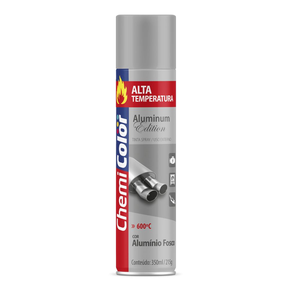 Tinta Spray Alta Temperatura Alumínio 350ML-CHEMICOLOR
