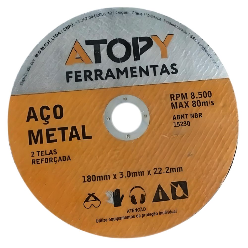 Disco de Corte Ferro 180mmX3.0X22,2mm-ATOPY
