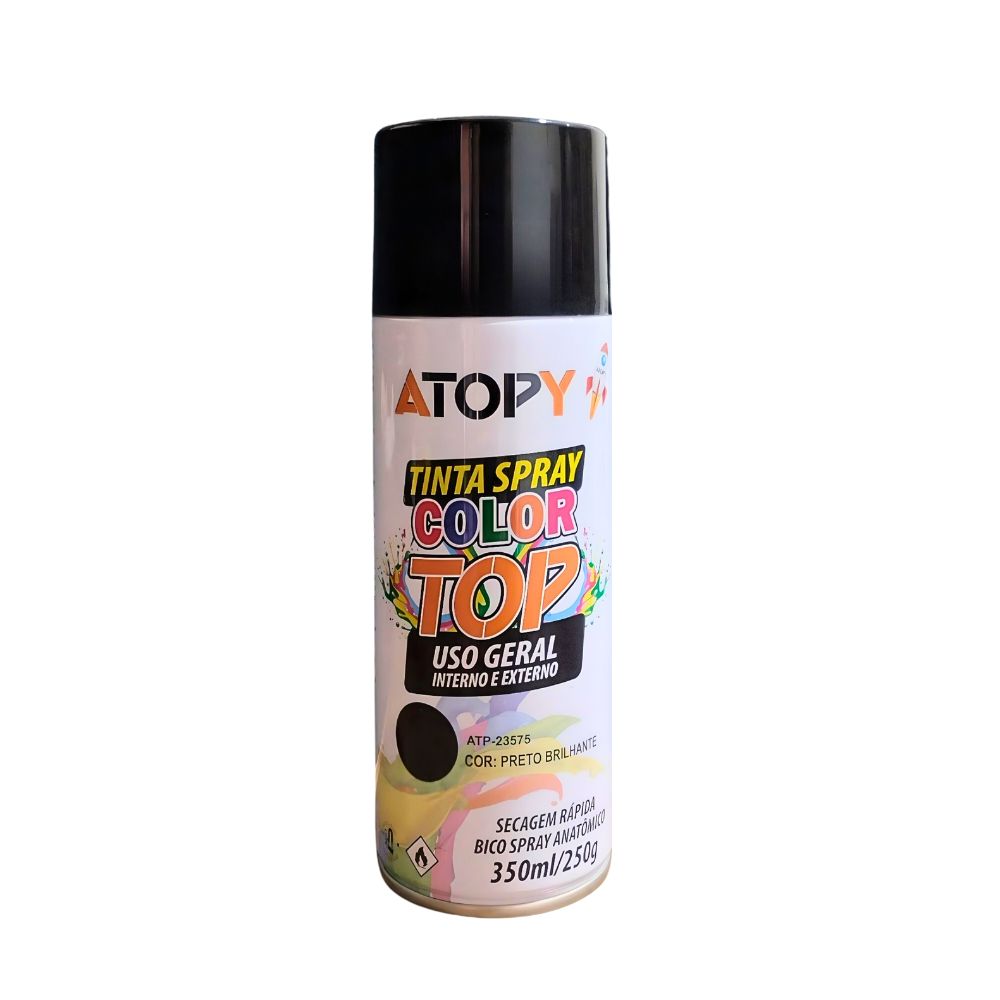 Tinta Spray Preto Brilhante 350ml-ATOPY