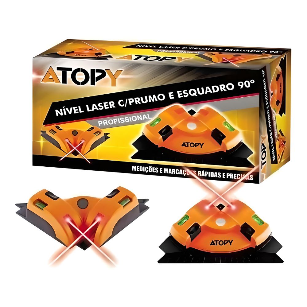 Nível Laser Profissional com Prumo e Esquadro 90° - ATOPY