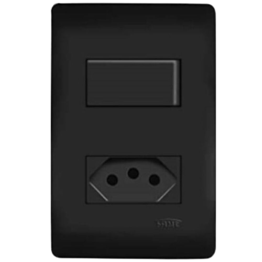 Interruptor 1TS+1Tom Preta 2P+T 10A/250V C/Placa SHP-FAME