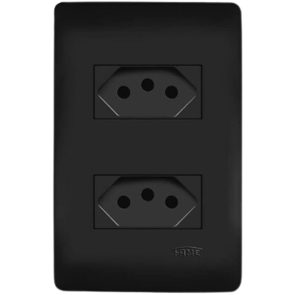 Tomada Dupla Preta 2P+T Dist 10A/250V C/P SHP-FAME