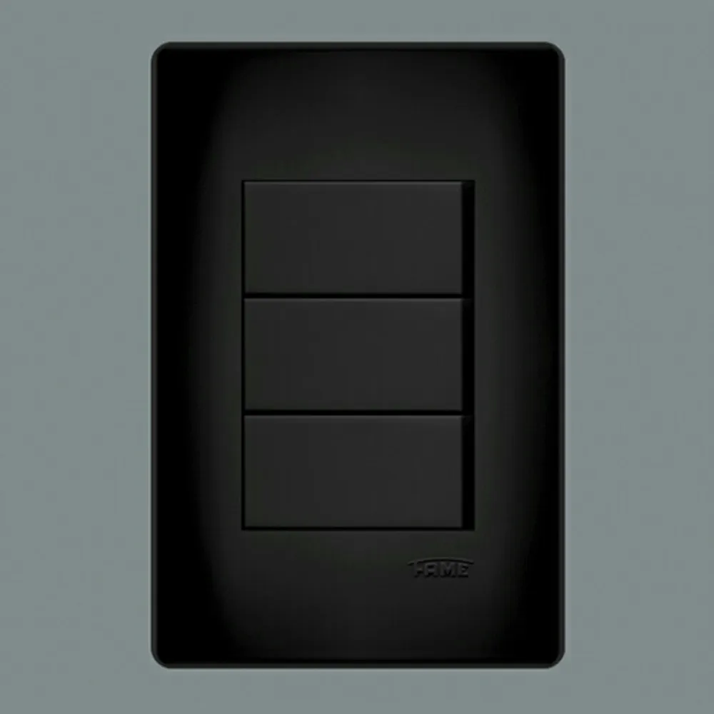 Interruptor 3-TS Preto C/Placa SHP-FAME