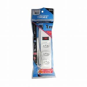 Protetor Eletronico Branco C/4 Tomadas 2P+T 10A/250V C/Cabo 1M-fame