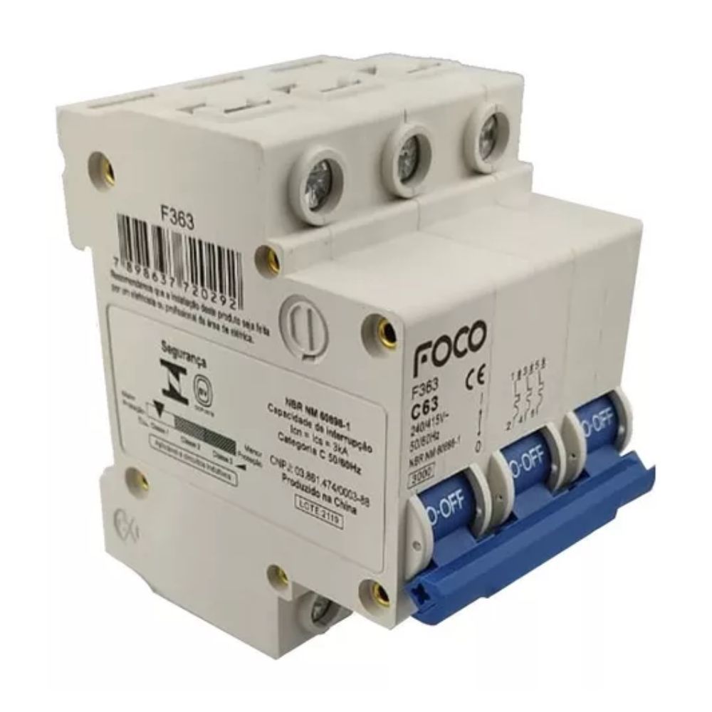 Disjuntor Tripolar Din 3X63A F363-FOCO