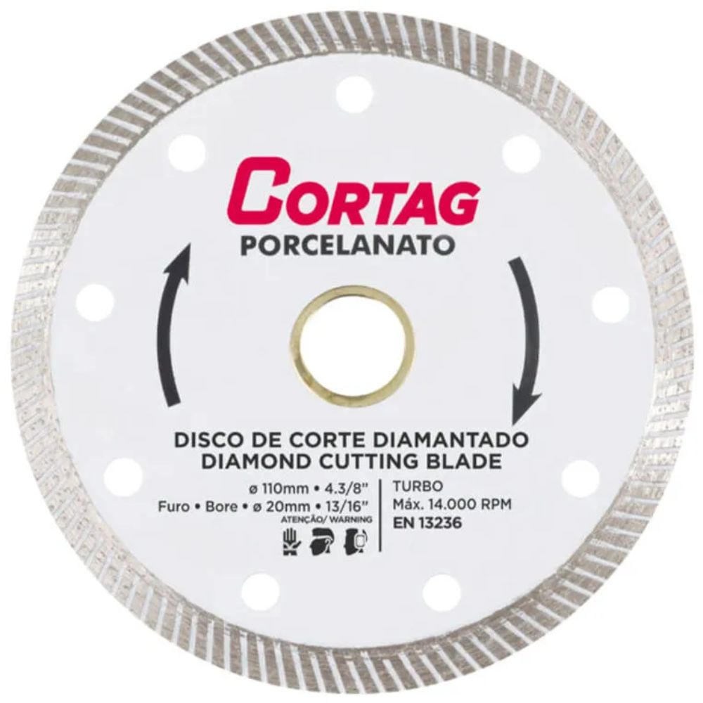 Disco De Corte Diamantado Turbo Porcelanato 110mm-CORTAG