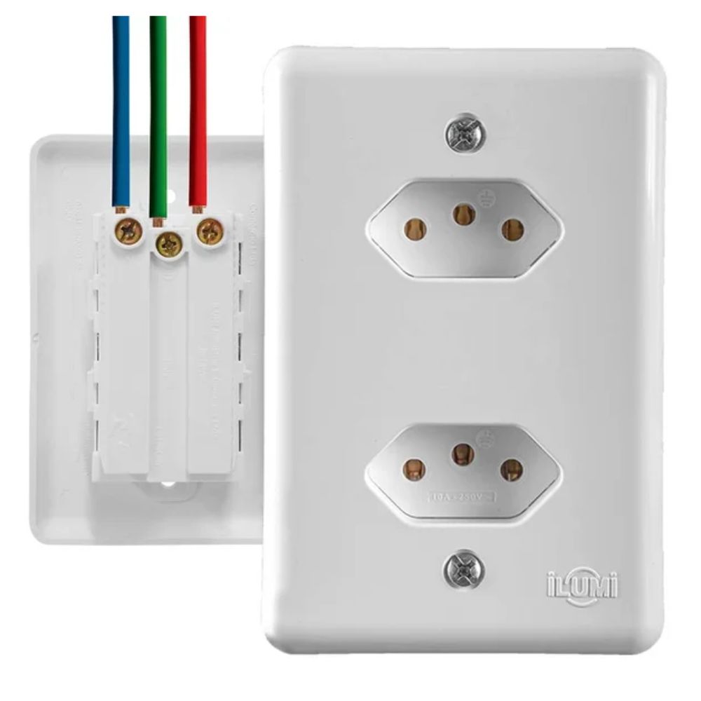 Conjunto Monobloco 2 Tomadas 2P+T 10A Stylus-ILUMI